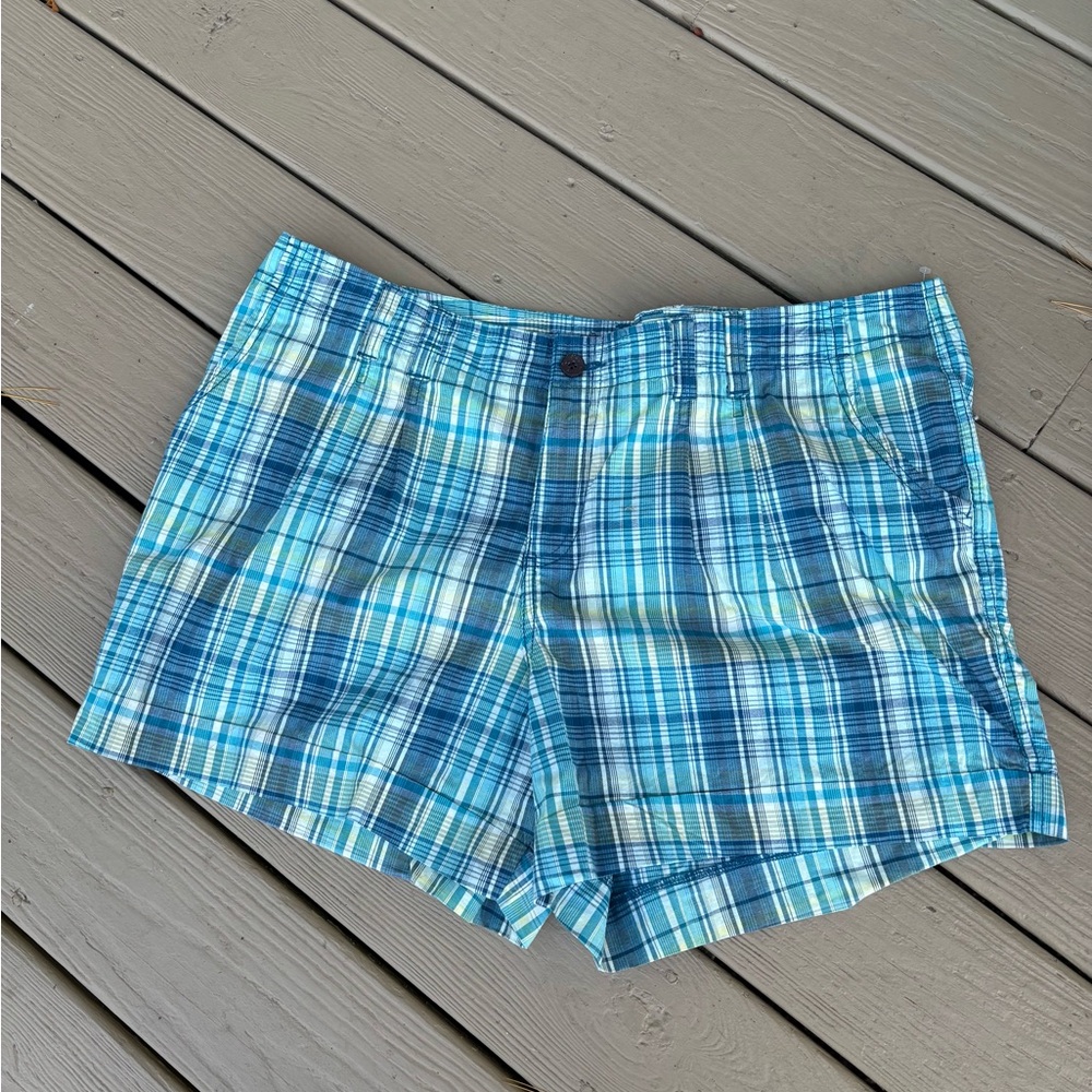 Sonoma Blue and White Plaid Women's High-Rise Shorts, Size: 18W